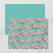 Wasserfarbe Wassermelon Doodles Gemäldetes Muster Postkarte (Vorne/Hinten)