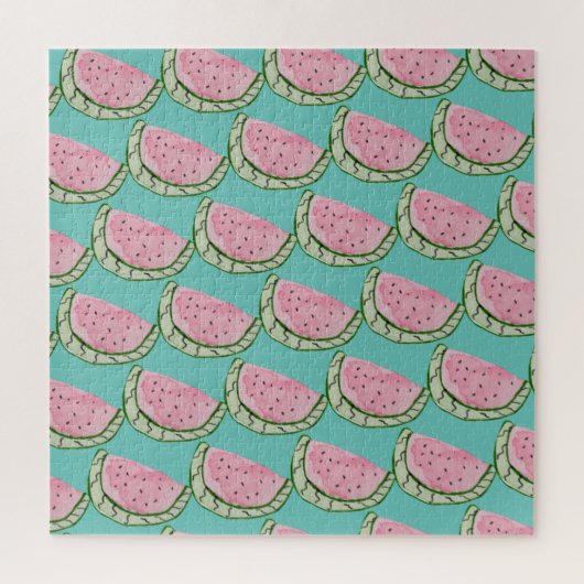 Wasserfarbe Wassermelon Doodles Gemäldetes Muster Puzzle (Vertikal)