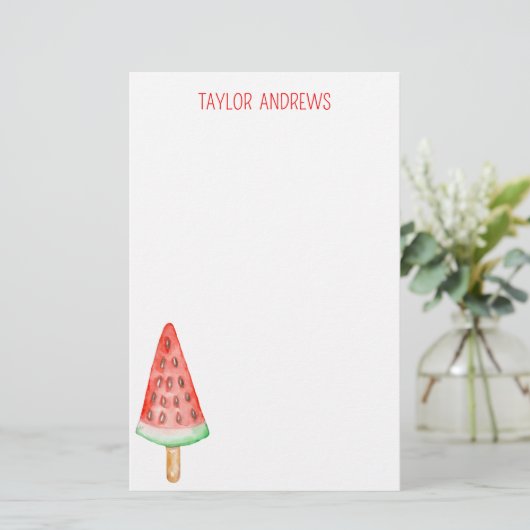 Wasserfarbe Wassermelon Popsim Briefpapier (Stehend Vorderseite)