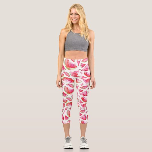 Wasserfarbe Wassermelone 1 Capri Leggings (Vorderseite)