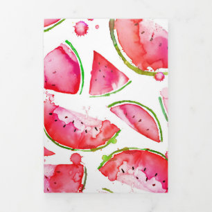 Wasserfarbe Wassermelone 1 Dreifach Gefaltete Karte