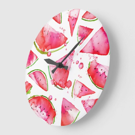 Wasserfarbe Wassermelone 1 Große Wanduhr (Winkel)