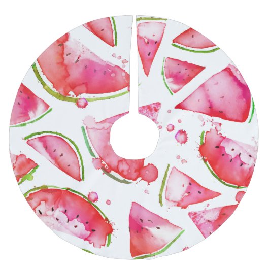 Wasserfarbe Wassermelone 1 Polyester Weihnachtsbaumdecke (Vorderseite)