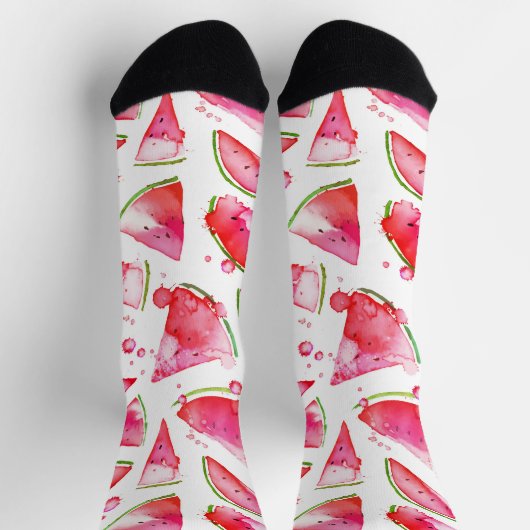 Wasserfarbe Wassermelone 1 Socken (Oben)