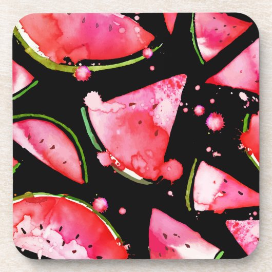 Wasserfarbe Wassermelone 2 Getränkeuntersetzer (Vorderseite)