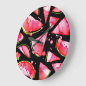 Wasserfarbe Wassermelone 2 Große Wanduhr (Winkel)