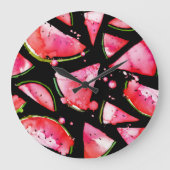 Wasserfarbe Wassermelone 2 Große Wanduhr (Vorderseite)
