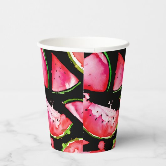 Wasserfarbe Wassermelone 2 Pappbecher (Rechts)