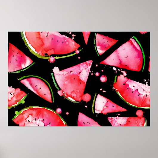 Wasserfarbe Wassermelone 2 Poster (Vorne)
