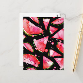 Wasserfarbe Wassermelone 2 Postkarte