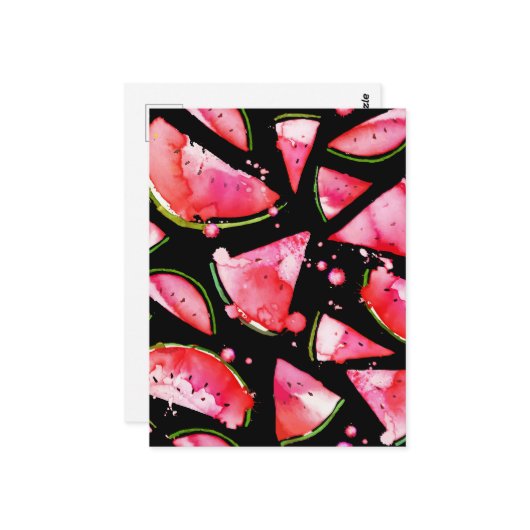 Wasserfarbe Wassermelone 2 Postkarte (Vorderseite/Rückseite Beispiel)