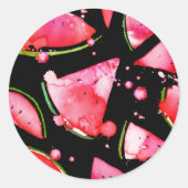 Wasserfarbe Wassermelone 2 Runder Aufkleber (Vorderseite)