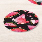 Wasserfarbe Wassermelone 2 Runder Pappuntersetzer (Angewinkelt)