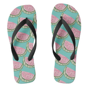Wasserfarbe Wassermelone Doodles Gemaltes Musterde Badesandalen