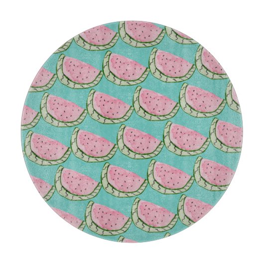 Wasserfarbe Wassermelone Doodles Gemustert gestric Schneidebrett (Vorderseite)
