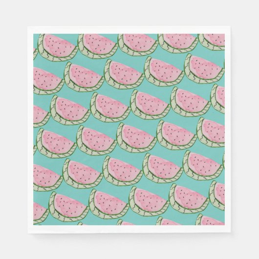 Wasserfarbe Wassermelone Doodles Gemustert gestric Serviette (Vorderseite)