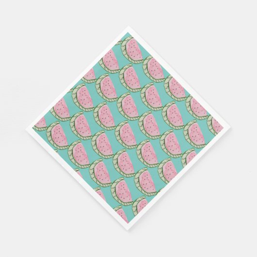 Wasserfarbe Wassermelone Doodles Gemustert gestric Serviette (Ecke)