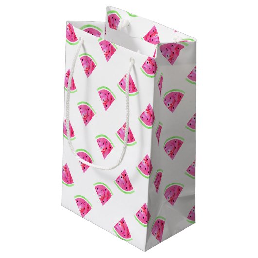 Wasserfarbe Wassermelone Kleine Geschenktüte (Rückseite Schrägansicht)