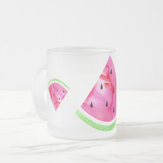 Wasserfarbe Wassermelone Mattglastasse (Vorderseite Links)