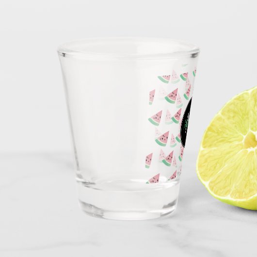 Wasserfarbe Wassermelone Monogramm Custom Personal Schnapsglas (Links)
