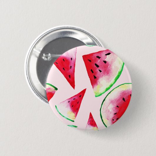 Wasserfarbe Wassermelone Muster Button (Vorne & Hinten)