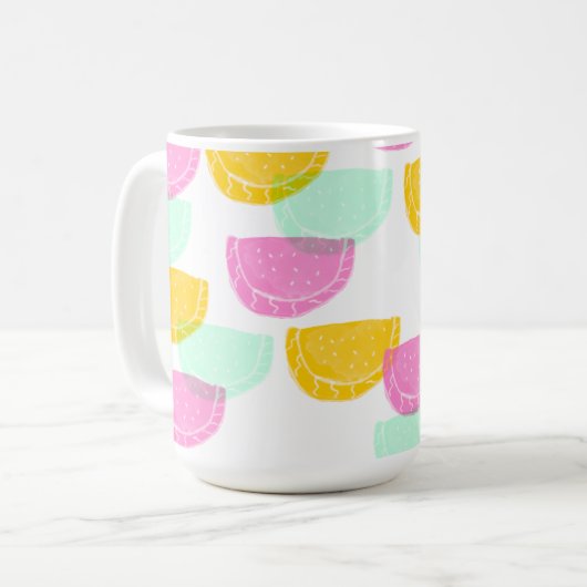 Wasserfarbe Wassermelone Rosa Gelbes Muster Kaffeetasse (Vorderseite Links)