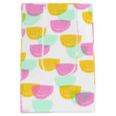 Wasserfarbe Wassermelone Rosa Gelbes Muster Mittlere Geschenktüte (Rückseite)