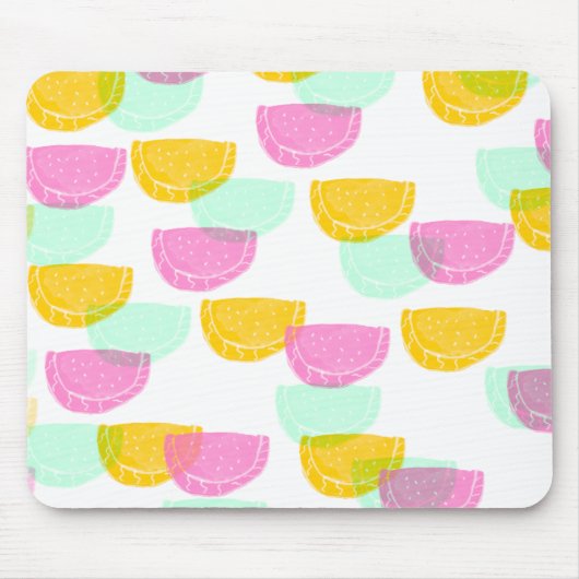 Wasserfarbe Wassermelone Rosa Gelbes Muster Mousepad (Vorne)
