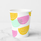 Wasserfarbe Wassermelone Rosa Gelbes Muster Pappbecher (Rückseite)