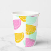 Wasserfarbe Wassermelone Rosa Gelbes Muster Pappbecher (Rechts)