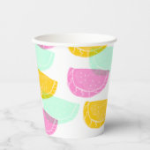 Wasserfarbe Wassermelone Rosa Gelbes Muster Pappbecher (Vorderseite)