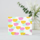 Wasserfarbe Wassermelone Rosa Gelbes Muster Postkarte (Stehend Vorderseite)