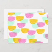 Wasserfarbe Wassermelone Rosa Gelbes Muster Postkarte (Vorne/Hinten)