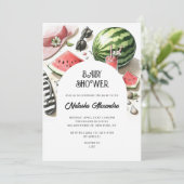 Wasserfarbe Wassermelone Rosa Sommerdusche Einladung (Stehend Vorderseite)