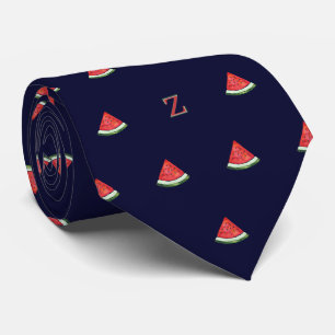 Wasserfarbe Wassermelone Scheibe Monogramm Anfangs Krawatte