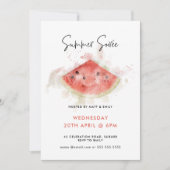 Wasserfarbe Wassermelone Sommer-Party Einladung (Vorderseite)