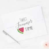 Wasserfarbe Wassermelone Sommerzeit Runder Aufkleber (Umschlag)