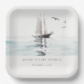 Wasserfarbe Wassersportjacht Babydusche Pappteller (Vorderseite)