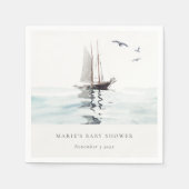 Wasserfarbe Wassersportjacht Babydusche Serviette (Vorderseite)