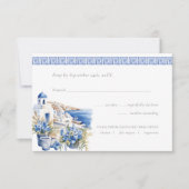 Wasserfarbe Wedding Santorini RSVP Karte (Vorderseite)