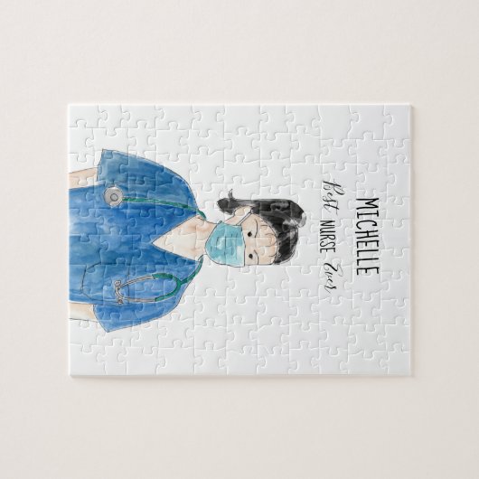 Wasserfarbe Weiblich Beste Krankenschwester je Mas Puzzle (Horizontal)