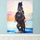 *~* Wasserfarbe Weibliche Pferde Strand AR22 Pferd Leinwanddruck (Insitu (Holzboden))