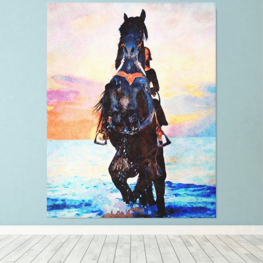 *~* Wasserfarbe Weibliche Pferde Strand AR22 Pferd Leinwanddruck (Insitu (Holzboden))