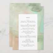 Wasserfarbe weich Pastellstrand Hochzeit Menükarte (Vorne/Hinten)