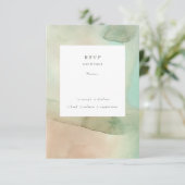 Wasserfarbe weich Pastellstrand Hochzeit RSVP Karte (Stehend Vorderseite)