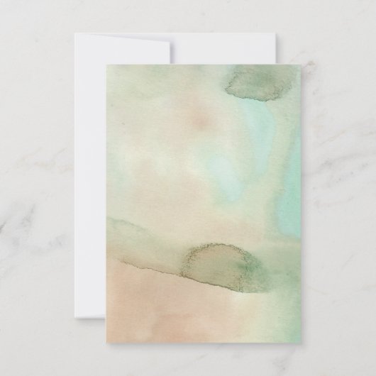 Wasserfarbe weich Pastellstrand Hochzeit RSVP Karte (Rückseite)