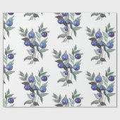 Wasserfarbe Weihnachten Blaue Berries auf Weiß Geschenkpapier (Flach)