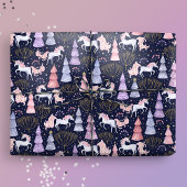 Wasserfarbe Weihnachten Einhorn Geschenkpapier