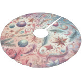 Wasserfarbe Weihnachten Polyester Weihnachtsbaumdecke (Schrägansicht)