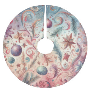 Wasserfarbe Weihnachten Polyester Weihnachtsbaumdecke